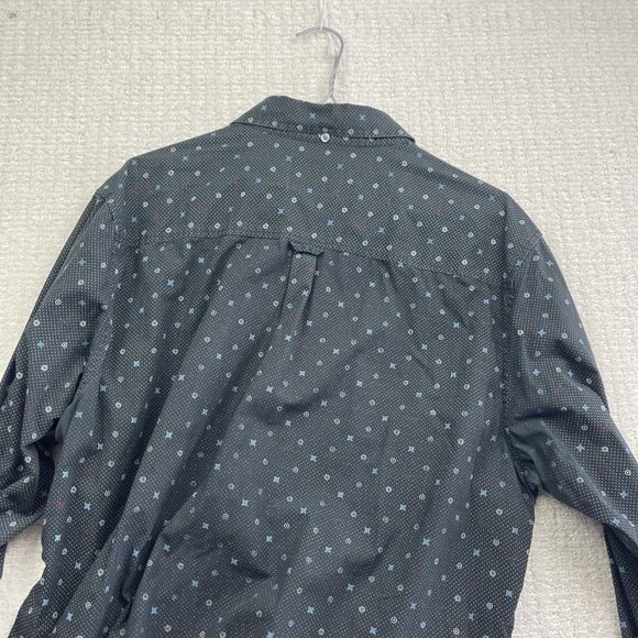 Ben Sherman Shirt Mens XL Dark Blue Geometric AOP Dots Button Down Slim Fit - Picture 12 of 12